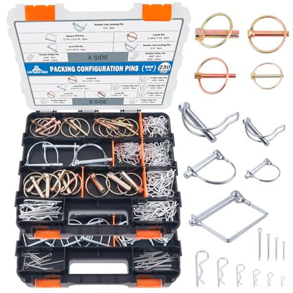 230Pcs Heavy Duty Pin Assortment Kit, 3 Point Accessories - style: 230PCS