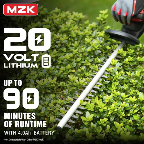 MZK 20V 22-Inch Cordless Hedge Trimmer with 2 x 4Ah Batteries - size: 22in blade