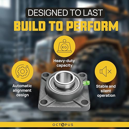 UCF204-12 Pillow Block Bearing – 3/4" inch Bore 4-Bolt Flange Mounted Ball Bearing Unit, Cast Iron Housing, Self-Aligning, Pre-Lubricated Insert for Industrial, Agricultural & Mechanical Equipment - style: UCF204-12