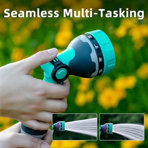 Garden Hose Nozzle, Hose Sprayer Nozzle with 10 Patterns & Thumb Control - color: Blue