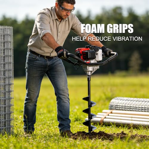 Fenceline 52cc Gas Powered Earth Auger Combo w/6 Inch Auger Drill Bit EPA Compliant