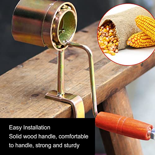 Hand Crank Corn Sheller Manual Operation with Wood Handle for Farm Homesteaders Dry Corn Cob Stripper Tool Removes Kernels 10 Ears per Minute Efficient Processing