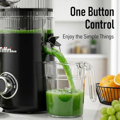 3-in-1 Cold Press Juicer, 6" Wide Chute Masticating Juicer - color: Black