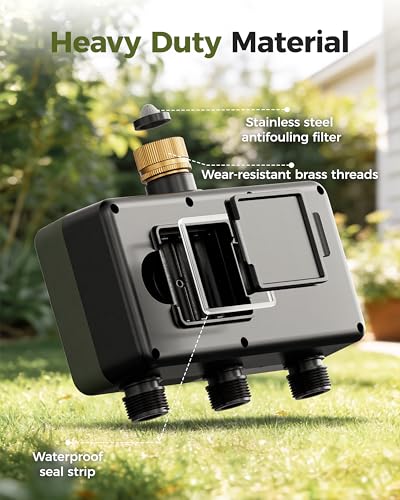 Diivoo Brass 3 Zone Sprinkler Timer, Programmable Hose Timers for Watering - size: 3 Outlets