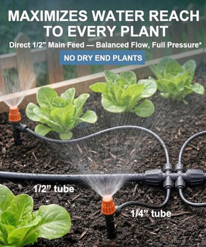40FT Main tube1/2 Drip Irrigation System Kit with 40 Adjustable Nozzles - size: Drip 40 Nozzles+237FT All Quick-connect