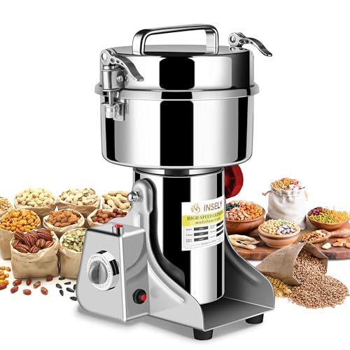 1000g Grain Mill Grinder High Speed Food Grain Mill Stainless Steel Seeds Flour Wheat Nut Spices Corn & Seasonings Dry Grinder Electric Machine Grinder for Kitchen - size: 1000.g