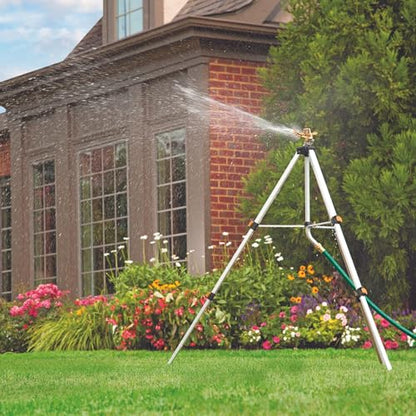 Melnor 65162AMZ Metal Pulsating Sprinkler with QuickConnect Set, Amazon Bundle, XT Tripod - style: Tripod, Metal Head