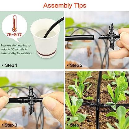 1/4" Drip Irrigation Cross Fittings, 45 Pieces Barbed 4-Way Cross Irrigation Parts for 1/4 Inch Drip Tubing, Drip Line 4-way Tee Connectors T Parts for Sprinkler Garden Lawn - size: 4/7mm Cross-40P