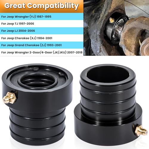 MG21103 Dana 30/44 Front Axle Tube Seal Pair For Jeep Wrangler JK JKU 2007-2018, YJ 1987-1995, TJ 1997-2006, LJ 2004-2006, Cherokee (XJ) 1984-2001, Grand Cherokee (ZJ) 1993-2001 (2PCS Black) - color: Black