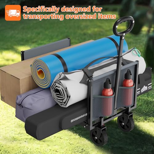 Semoprus 3 in 1 Wagons Carts Foldable,360LBS Beach Cart with Sturdy Wheels - color: Gray