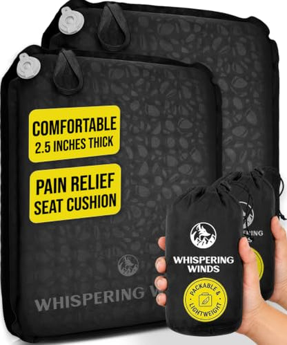 Whispering Winds Inflatable Seat Cushion - color: Black - 2pack, size: X-Large
