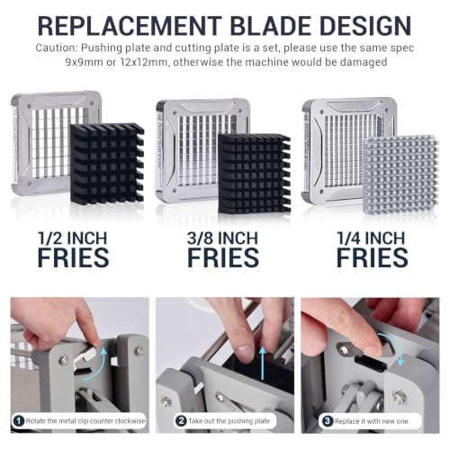 Sopito Professional Electric French Fry Cutter for Potatoes, 1/4-3/8-1/2 - color: Black, size: 1/4-Inch & 3/8-Inch & 1/2-Inch Blade