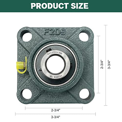 4 PCS of DEEPDREAM UCF205-16 Pillow Block Bearings, 1 inch Bore, Square Flange Mounted Pillow Block Bearing, 4-Bolt Flange Bearing, Self Alignment - size: UCF205-16-4PSC