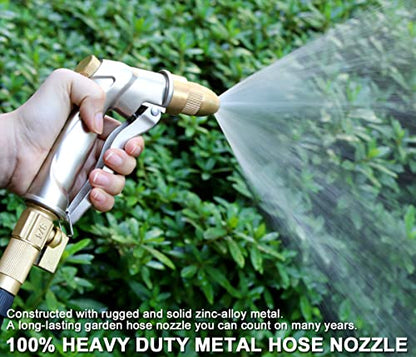 ESOW Heavy Duty Metal Garden Hose Nozzle, High Pressure Water Hose Nozzle with 4 Spray Patterns Rotating, Ideal for Outdoor Lawn & Garden Watering, Car & Pet Washing, Silver - color: Silver