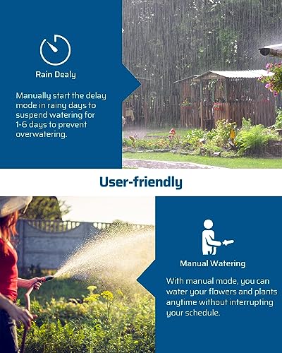 DEWENWILS Sprinkler Timer 4 Zone, with Rain Delay/Manual/AUTO Irrigation - color: 4 Zone