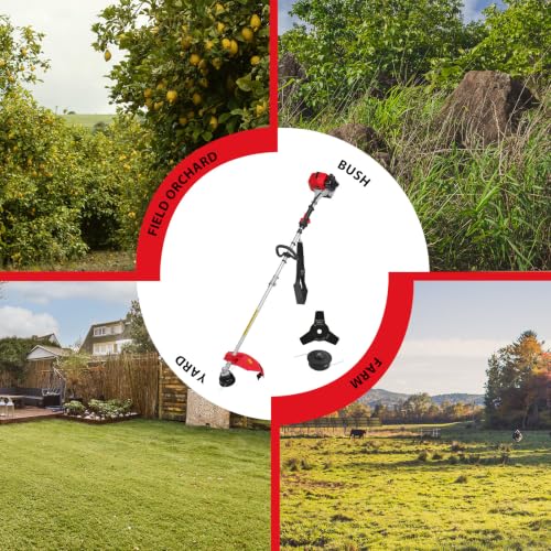 PowerSmart 25.4cc Gas Weed Wacker, String Trimmer/Edger 16-Inch with 10-Inch Brush Cutter Shoulder Strap