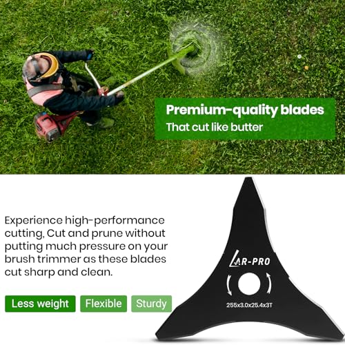 (2-Set) 10" x 3 Teeth Carbon Steel Brush Cutter Blades with Washers - 2 Blades and 2 Washers - Blades for 20mm or 25.4mm Arbor - Compatible with Husqvarna, Stihl, Ego, and More - size: 10" x 3（2-Pack), style: Basic