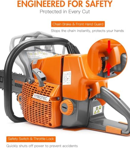 NS892V1 92cc Gas Powered Chainsaw 42" Bar & Chain 5.2KW 7HP 2-Cycle Engine Heavy-Duty Professional Forestry Saw for Large Wood Cutting Compatible with MS660 G660 Parts - size: 42 inch