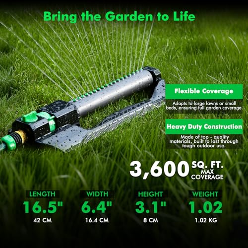 RESTMO 2 Pack Oscillating Sprinkler with Metal Base, Sprinklers for Yard - size: 2 Pack