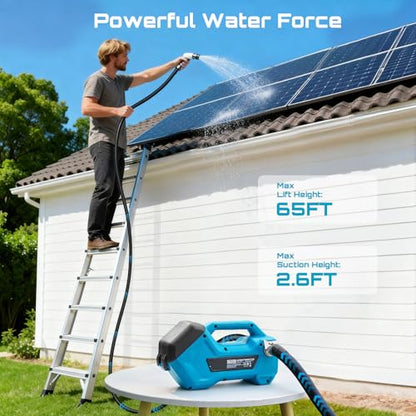 SEESII Cordless Transfer Pump for Water/Diesel, 760GPH & 65FT Lift, 2×4.0Ah