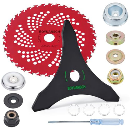 9" x 36 Teeth Carbide Tipped Brush Cutter Blades & 10" x 3 Teeth Weed Eater Blades - size: 10"+9" Combo Pack