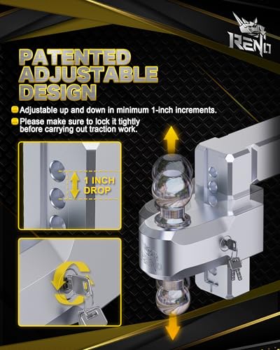 RENO Trailer Hitch (2.5" Receiver) - 6" Drop/Rise Adjustable Trailer Hitch - size: 2.5" Receiver x 6" Drop/Rise