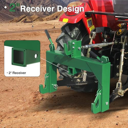 3-Point Quick Hitch with 2" Receiver, Green - color: Green