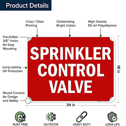 Sprinkler Control Valve Sign, 18x24 Inches, 55 mil thick HDPE (high density - size: 18x24 - Polyethylene