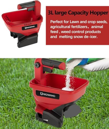 Uniqwamo Handheld Grass Seed Spreader Compatible for Milwaukee 18V Battery - color: Red