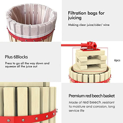 Fruit and Apple Crusher and Apple Cider Wine Press with Filter Bag