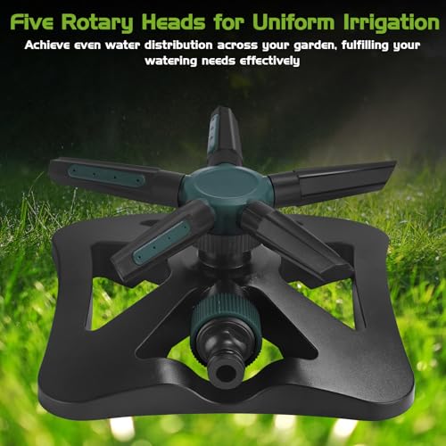 Tujoe 2 Pack Sprinklers for Yard Lawn Sprinkler with Metal Base Heavy 360 Degree Large Area Irrigation Duty Adjustable Circular Impulse Lawn Sprinkler for Medium to Large Garden, Yard(Green Black) - color: Green Black