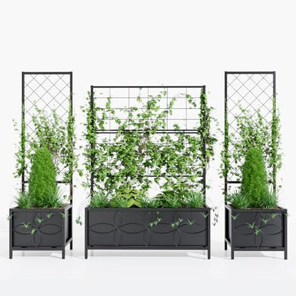 Zhongma Sturdy Raised Garden Bed with Trellis (15.75 x 35.43 x 48.8 in) for Vegetables Flower, Planter Box for Backyard Patio Balcony - size: 15.75 x 35.43 x 48.8 in