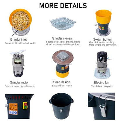 Electric Grain Mill for Flour, Wheat Grinder Mills for Kitchen, Corn