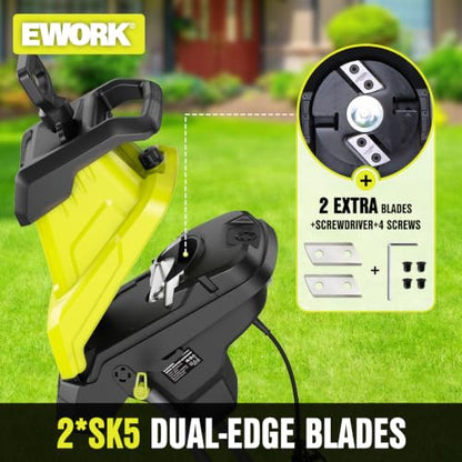EWORK 15 Amp Electric Wood Chipper Shredder, Max 1.77" Cutting Diameter - color: Green