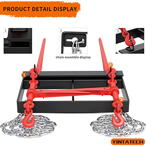 YINTATECH Dual Hay Bale Spear 49" 3000 lbs, Heavy Duty Front Skid Steer Loader Tractor Bucket Attachment with Coated Rust Resistant
