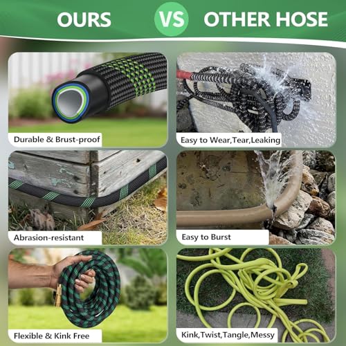 100 ft Garden Hose, Flexible Ultra Lightweight Durable Garden Hose, Kink-Free Water Hose with 10 Function Sprayer - Non-Shrinking Garden Hoses, Easy to Store,All-Weather, Car Washing Pipe Garden Hoses