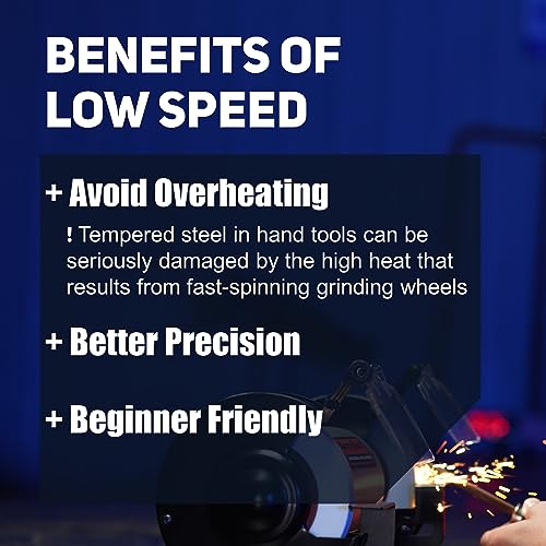 BUCKTOOL 6" 1/3HP Low Speed Bench Grinder,High Precision Wobble Free Wheels - style: 6" Low Speed