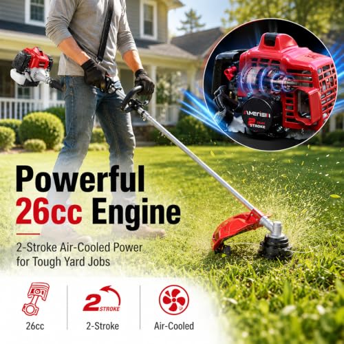 AMERISUN 26cc Gas String Trimmer 3-in-1, Weed Eater Brush Cutter