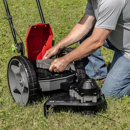 Earthquake 60V Walk Behind String Mower, Includes Two 4Ah Batteries, 22” Cutting Diameter, Three Cutting Speed Dial, 14” Never-Go-Flat Wheels, Easy Assembly, Adjustable Handlebar, Model #44965