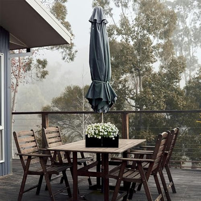 AuldHome Design Umbrella Planter for Patio Table (Black Square), w/Umbrella Hole, Enamelware Rectangular Planter Pots (Pack of 2) - color: Black, size: Large Square (Pack of 2)