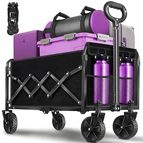 Wagons Cart Foldable, 280 lbs Collapsible Wagon with Wheels for Camping - size: 280LBS