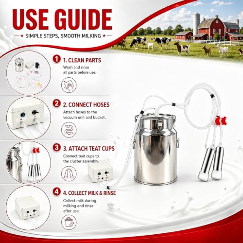 Nakkaa 2 in 1 10L Cow and Goat Milking Machine
