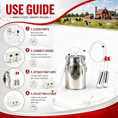 Nakkaa 2 in 1 10L Cow and Goat Milking Machine