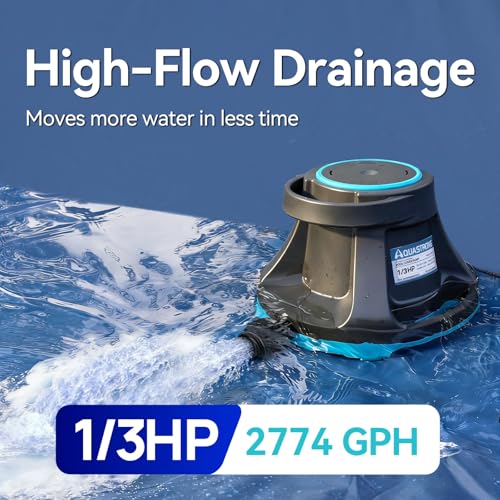 Aquastrong 2774 GPH Pool Cover Pump Automatic On Off, 1/3 HP, 115V - color: Blue & Black