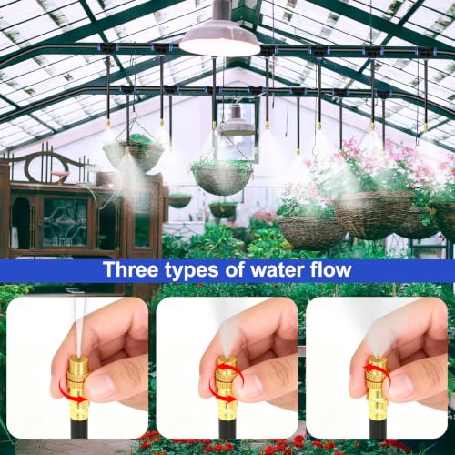 Drip Irrigation System 200FT 1/4" with 32PCS 360° Adjustable Brass Nozzles - size: 200FT