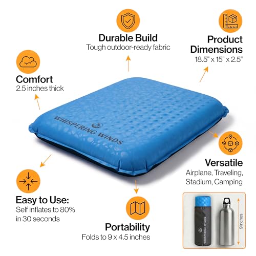 Whispering Winds Inflatable Seat Cushion - color: Blue - 1pack, size: X-Large
