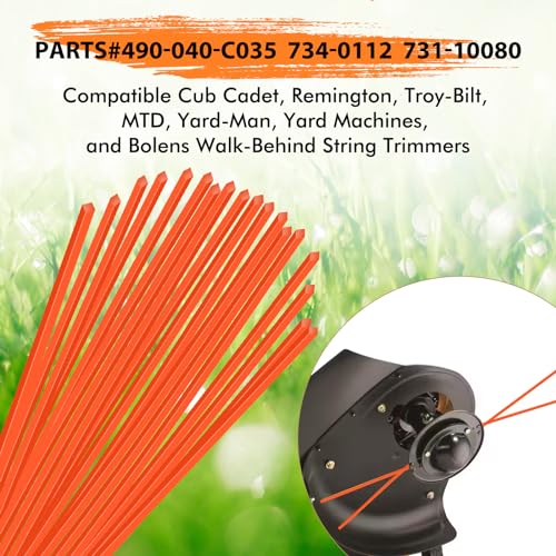 490-040-C035 0.155" x 18.5" Pre-Cut Trimmer Line 18PK | Compatible with Cub Cadet Troy-Bilt Craftsman Remington trimmers. Replaces 743-0112 and 731-10080 with durable 0.155" line