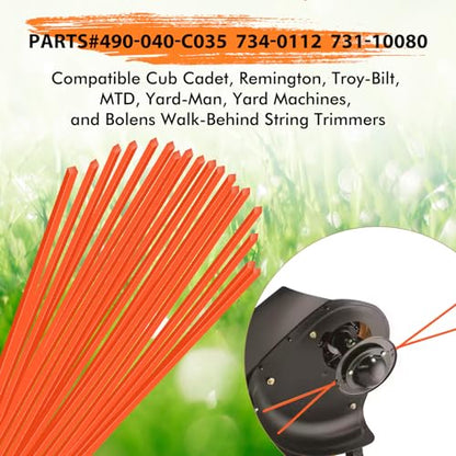 490-040-C035 0.155" x 18.5" Pre-Cut Trimmer Line 18PK | Compatible with Cub Cadet Troy-Bilt Craftsman Remington trimmers. Replaces 743-0112 and 731-10080 with durable 0.155" line