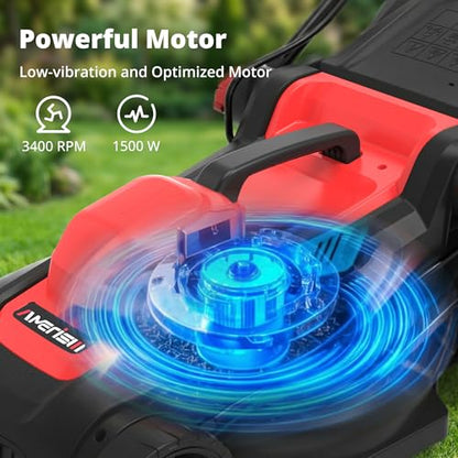 AMERISUN 14-Inch Electric Lawn Mower, 12.5 Amp 1500W Corded Push Mower