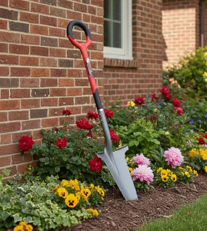 Root Slayer 22011 Garden Shovel, Serrated Blade, Red - color: Red, size: Large